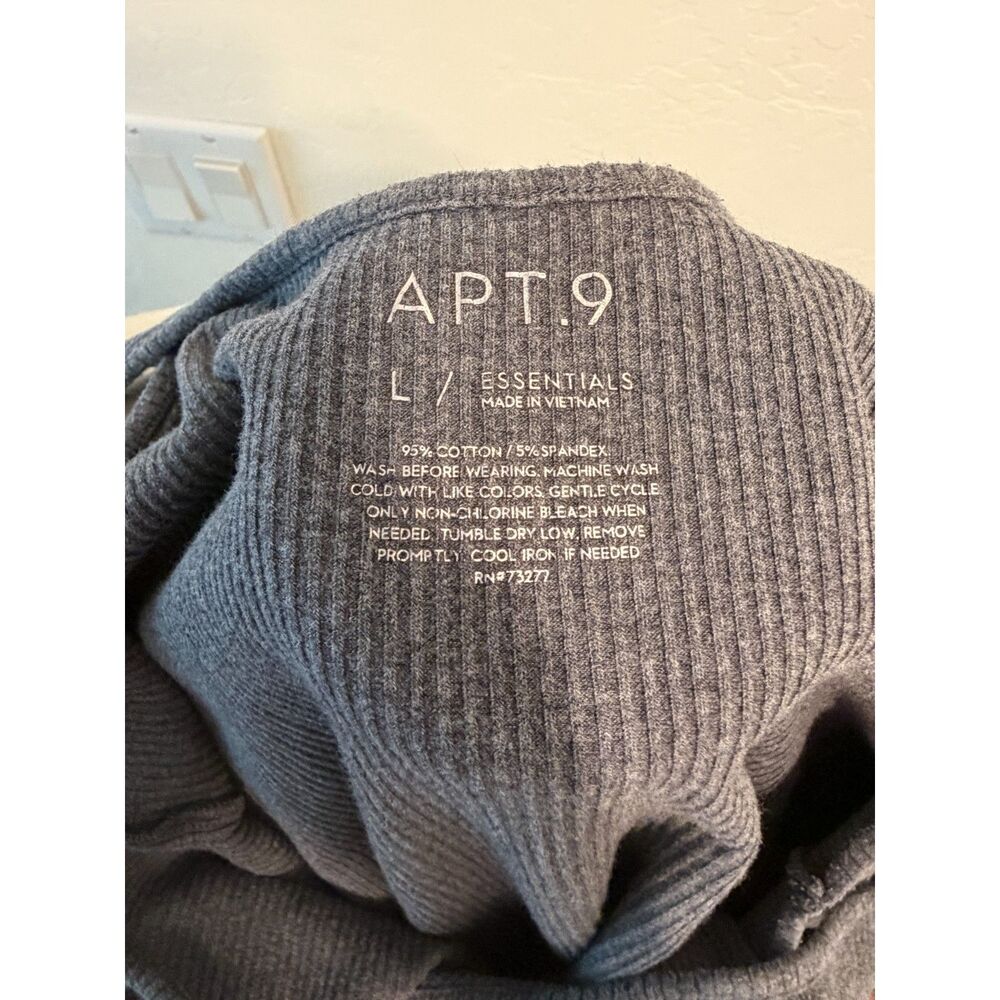 APT. 9 Essentials Ribbed Tank Top, Size Large Charcoal Gray - Picture 2 of 3
